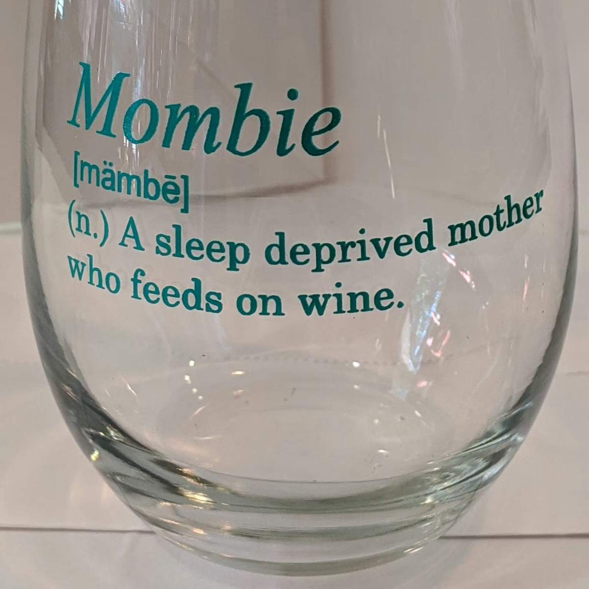 Mombie Stemless Wine Glass 15oz (Single)