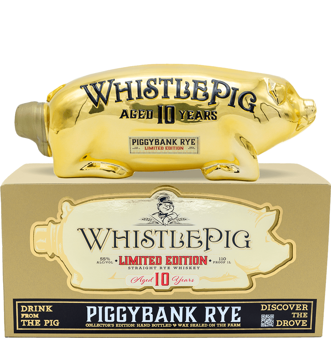 WhistlePig Limited Edition "Gold Edition" Piggybank Rye Whiskey 10yr Old 110PF